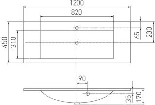 Раковина Акватон Премьер М 120см 1A70483KPR010